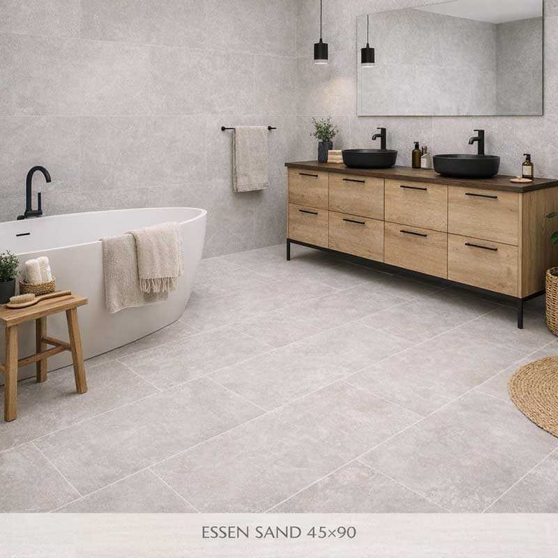 Carrelage effet béton ESSEN – Format 45×90 cm – Rectifié